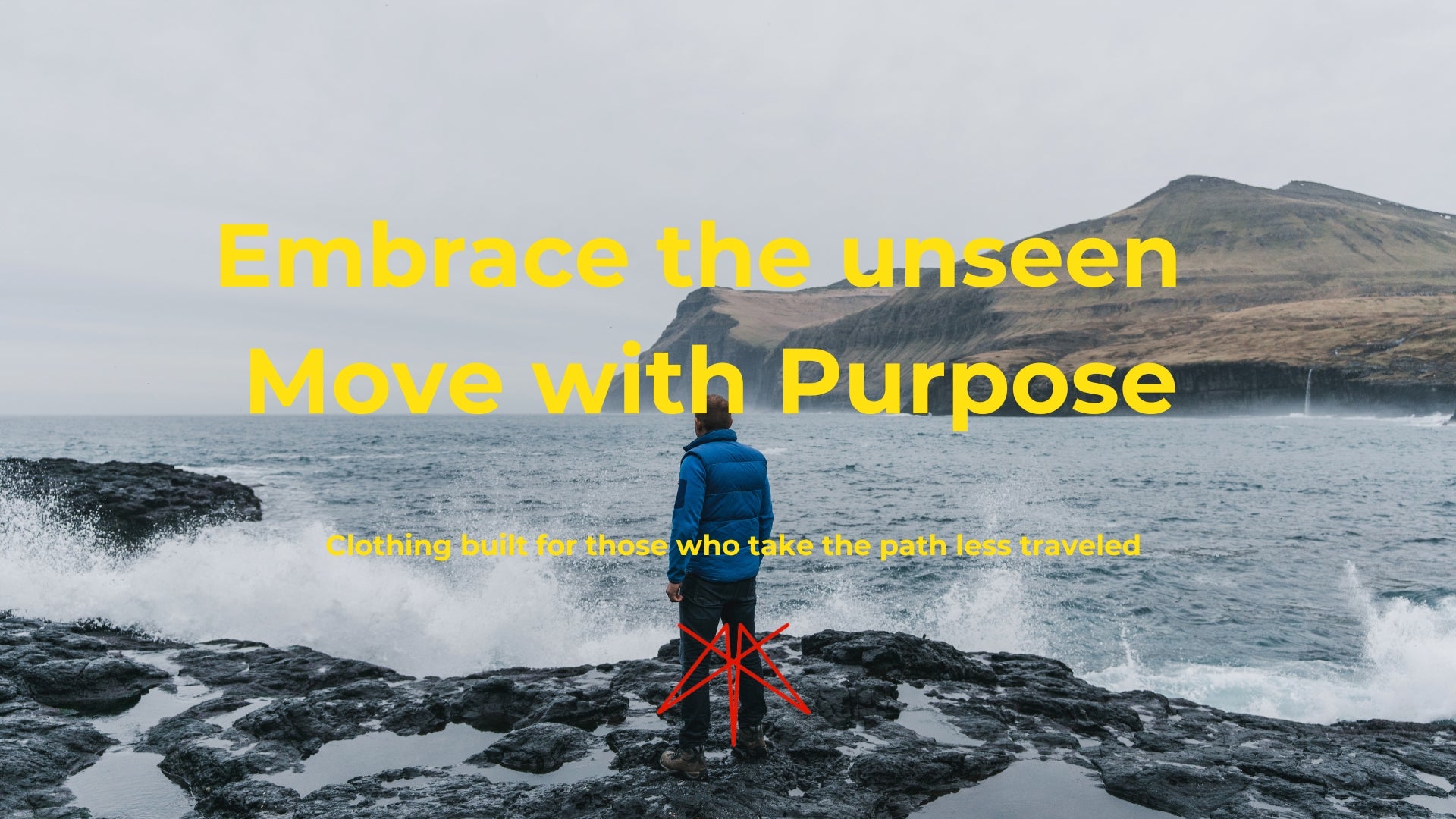 Man standing on rocky coastline, embracing the unseen with purposeful stance